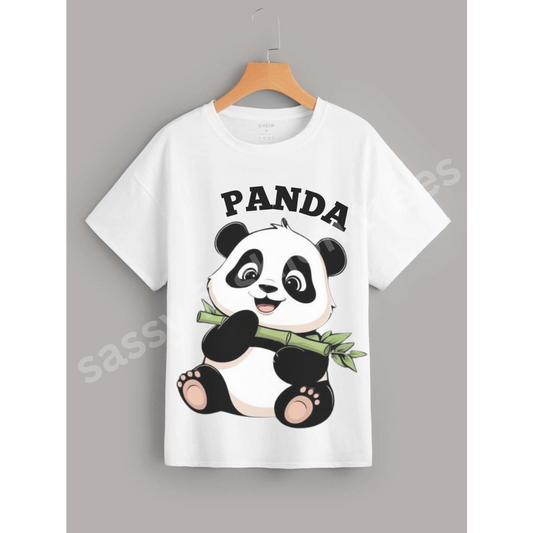Panda Regular Fit Printed T-shirt for Girls