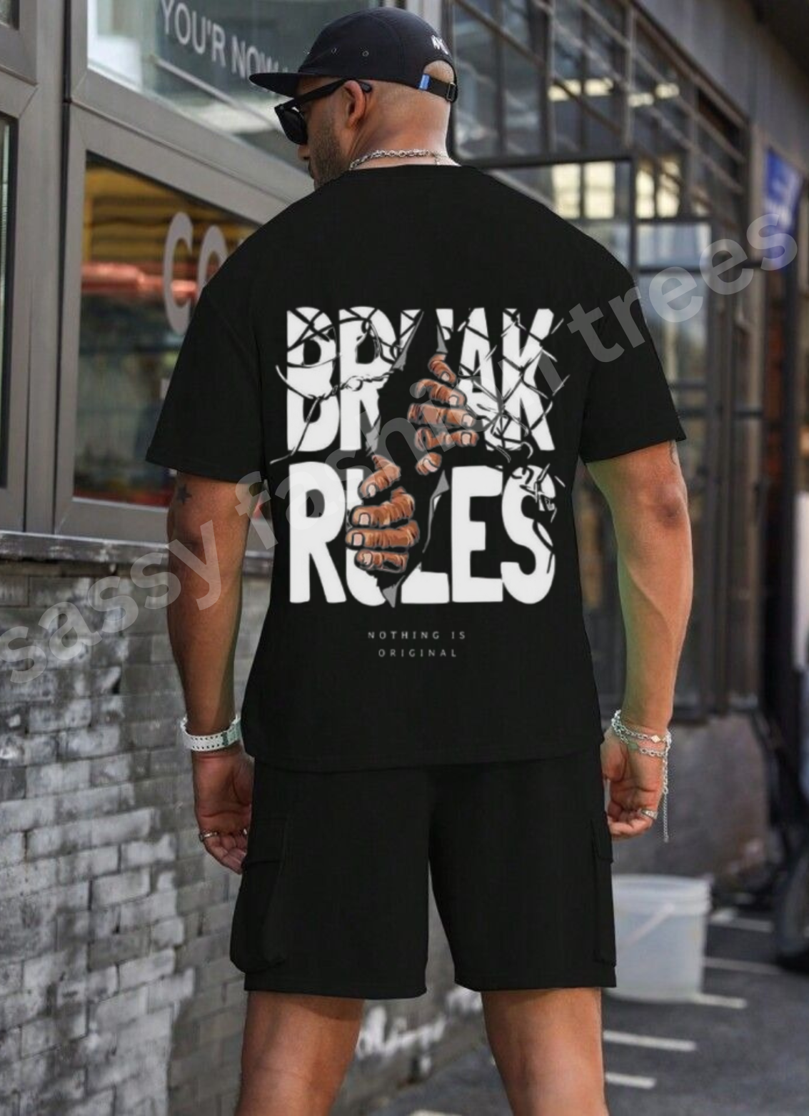 Break Rules Regular Fit Black Printed T-shirt