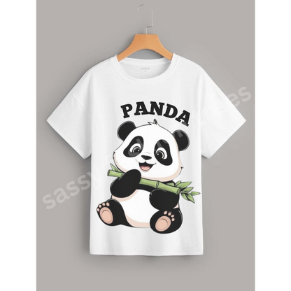 Panda Regular Fit Printed T-shirt for Girls