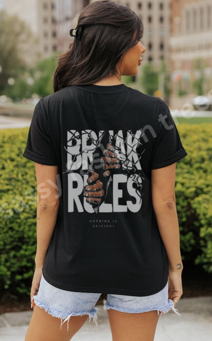 Break Rules Regular Fit Black Printed T-shirt