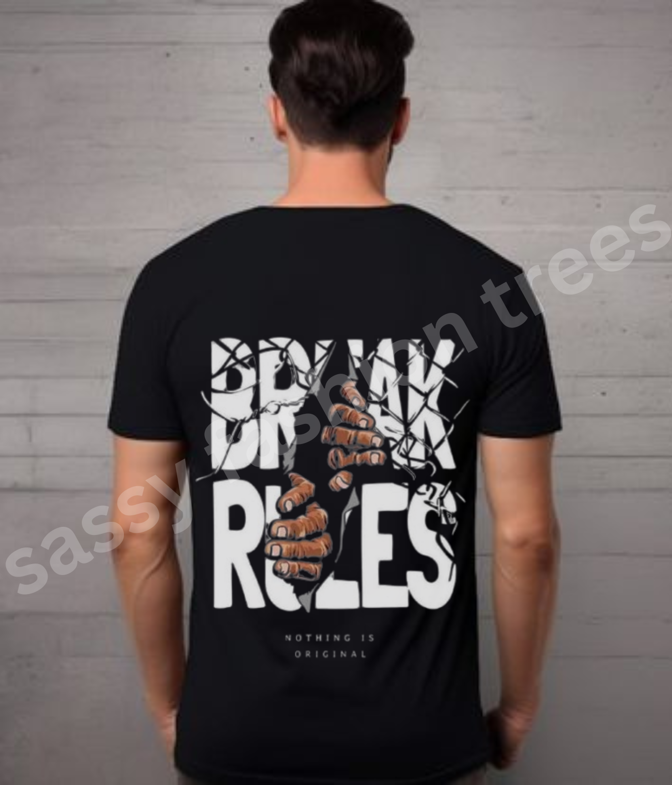 Break Rules Regular Fit Black Printed T-shirt